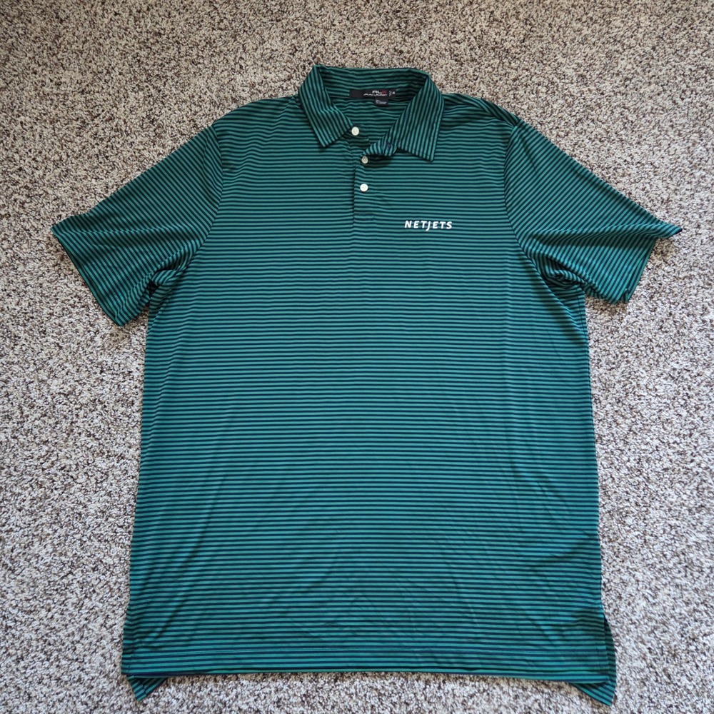 RLX Ralph Lauren Polo Shirt Mens XXL Green Striped Performance Stretch Golf